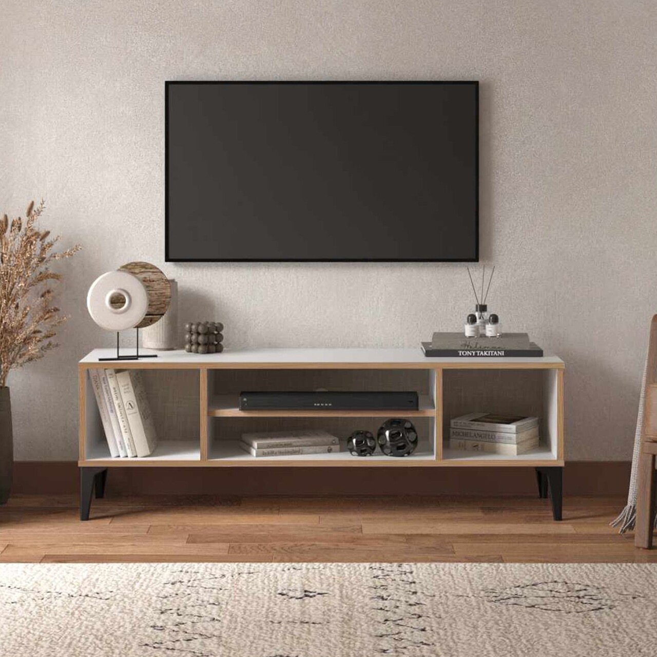 Comoda TV, Hanah Home, Arden, 140x46x35 cm, Alb - imagine 8