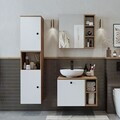 Set Dulap de Baie cu Chiuvetă și Oglindă (3 Piese), Hanah Home, 2477, MDF, Pin Atlantic / Alb