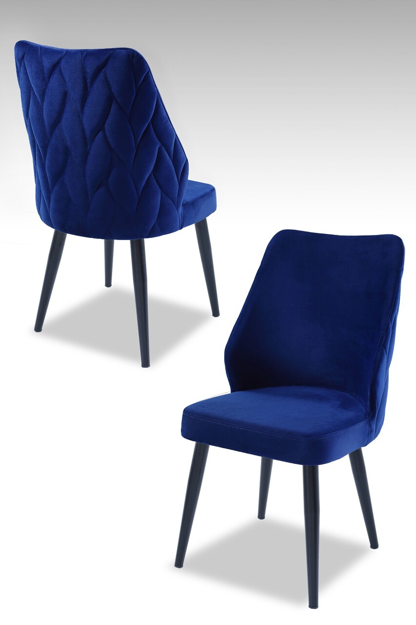 Set scaune 2 piese, Beckley, Pufi, Sax Albastru / Negru