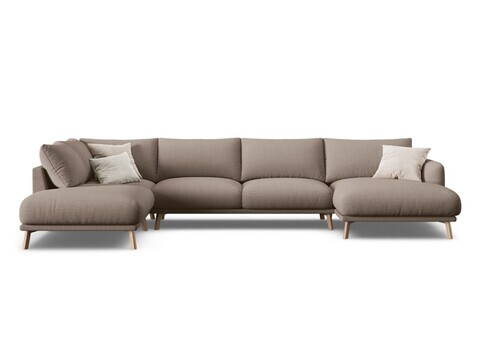 Coltar panoramic stanga 6 locuri, Naomi, Micadoni Home, 365x235x75 cm, tesatura structurata, cappuccino