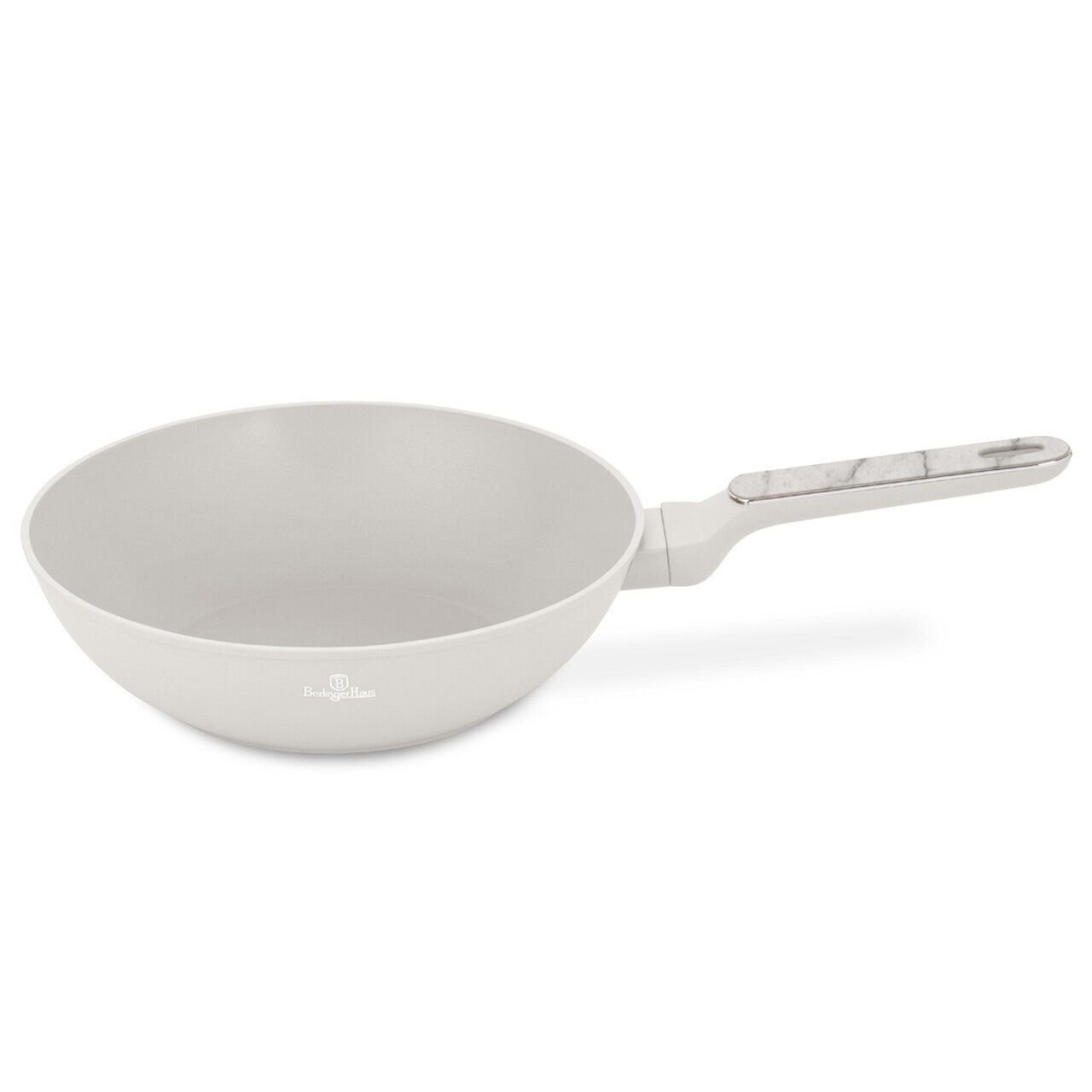 Tigaie Wok Berlinger Haus, Sahara Marble, 28 cm, 3.5 L, aluminiu forjat, crem mat/marmura - imagine 3