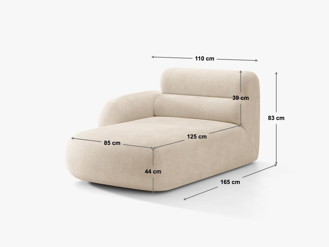 Sezlong living stanga, Neo, Micadoni Home, 110x165x83 cm, tesatura Chenille Silencio, maro — imaginea 6