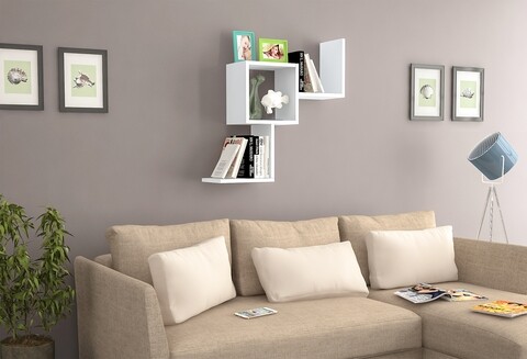 Raft pentru perete Raffline, 72.3x22x72.3 cm, alb mezoni.ro