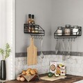 Set 2 rafturi de perete cu 10 agatatori, Songmics, 40x13x12 cm/30x13x12 cm, otel, negru