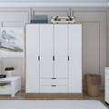 Dulap pentru haine, Miwood, Nisan 1600-018, Nuc deschis / Alb