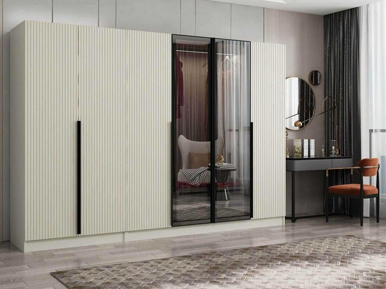 Dulap pentru haine, Hanah Home, Nisa, 270x210x52 cm, Gresie — imaginea 3