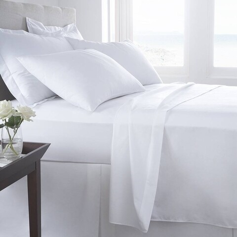 Lenjerie de pat pentru o persoana, Boutique Percale, 3 piese, amestec bumbac, TC 200, 130 g/mp, alb 130
