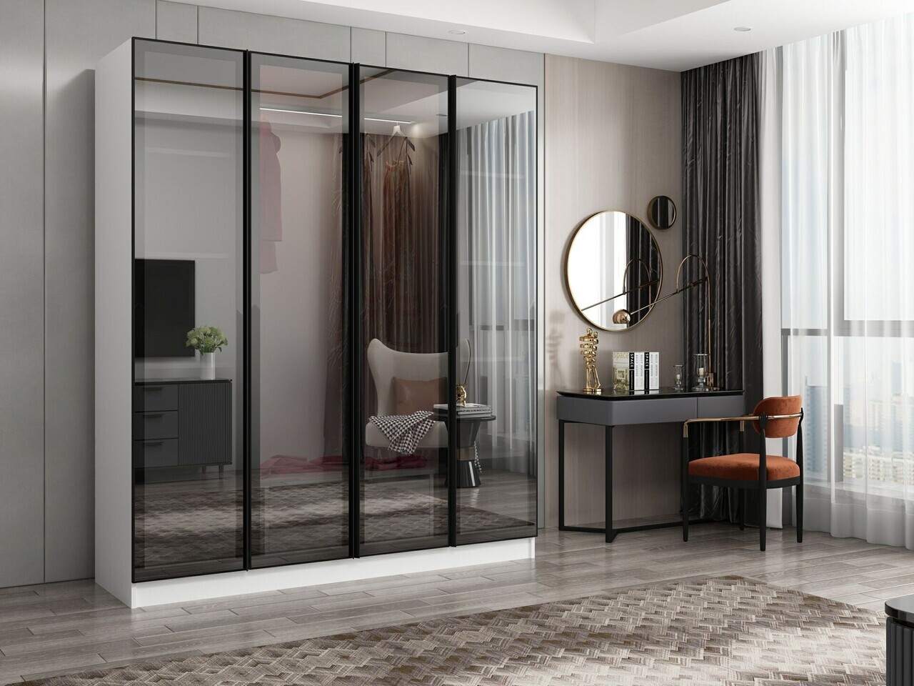 Dulap pentru haine, Hanah Home, Nisa, 180x210x52 cm, Alb — imaginea 2