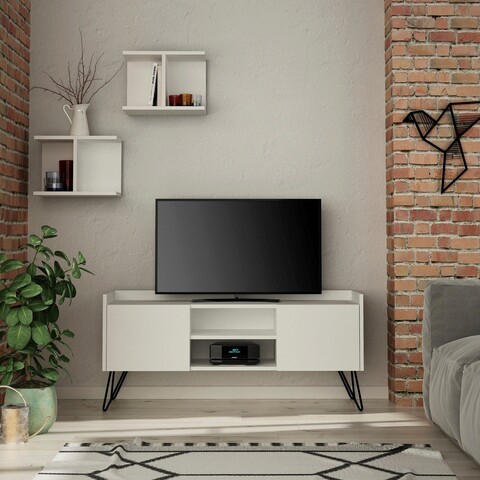 Comoda tv, homitis, klappe tv stand, alb