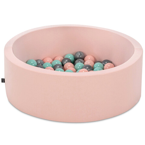Piscina cu bile, bubble pops v9, 150 bile, Ø85 x 30 cm, bumbac/plastic, roz