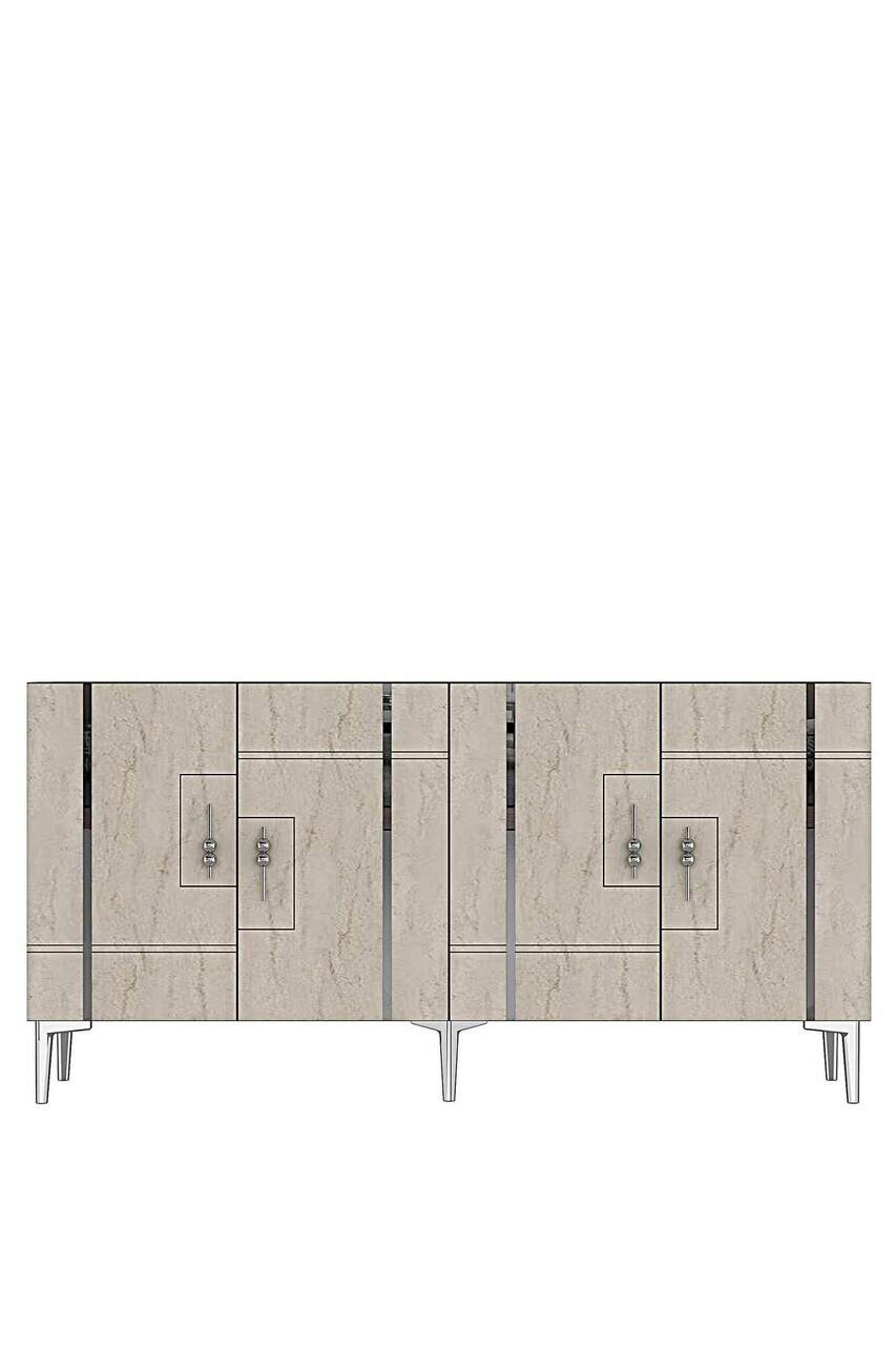 Consola, Hanah Home, Ilay 150, 150x75x32 cm, Antracit / Travertin / Argint — imaginea 5