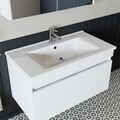Set Dulap de Baie cu Chiuvetă și Oglindă (3 Piese), Hanah Home, 1325, MDF-LAM, Alb mat