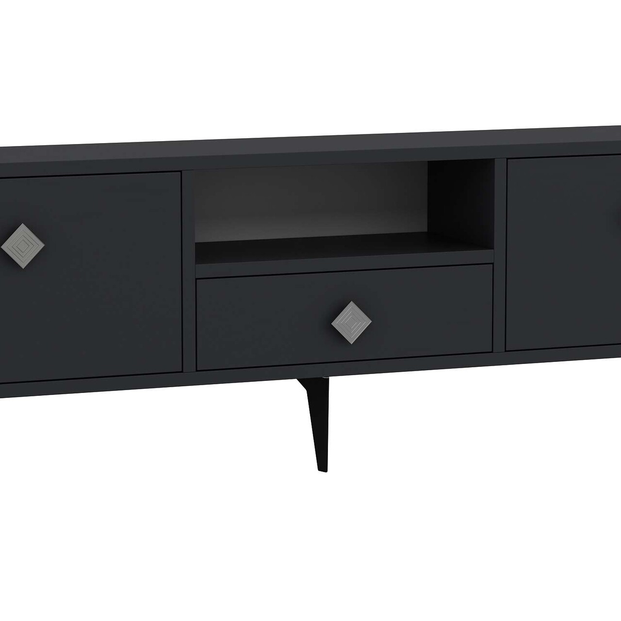 Comoda TV, Hanah Home, 1304-DROP-1, 140x49x30 cm, PAL , Antracit / Argintiu - view 6