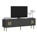 Comoda TV, Olivia, Paradise, 140 x 45 x 29.6 cm, pal melaminat, antracit/auriu