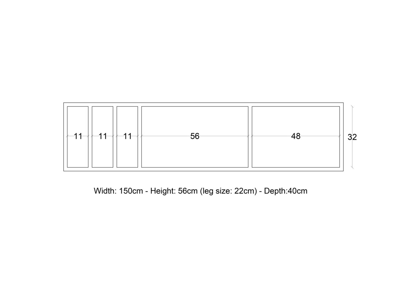 Comoda TV, Mod Design, Brukge, 150x56x40 cm, Stejar