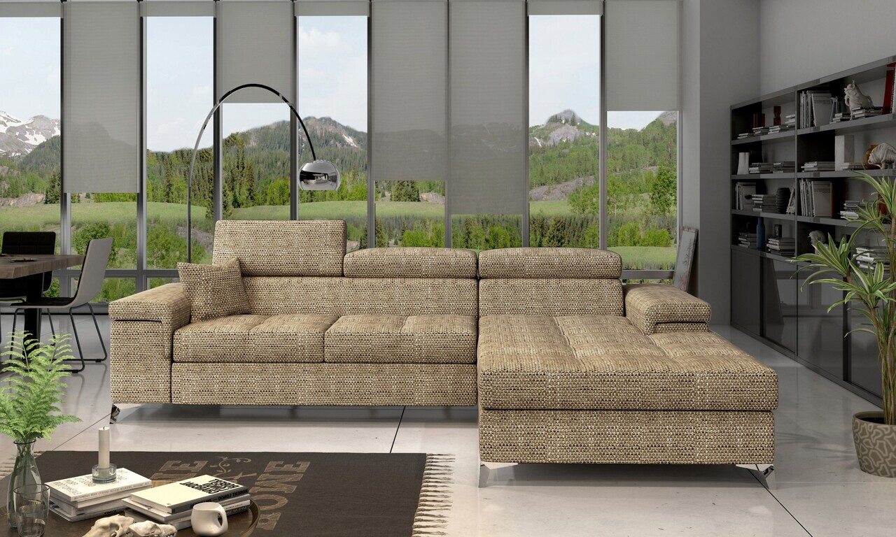Coltar extensibil dreapta 4 locuri ELTAP, Ric-24, Ricardo, 281x205x88 cm, lemn/poliester, bej - view 2