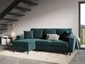 Coltar extensibil reversibil 4 locuri, Moghan, Micadoni Home, BL, 241x145x88 cm, catifea, albastru petrol