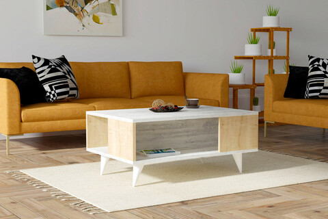 Masuta de cafea, puqa design, seda, 90x39.5x60 cm, pal, alb / safir