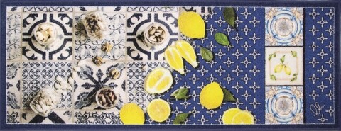 Covor pentru bucatarie, Olivo Tappeti, New Smile Modern, Blue Lemons, 57 x 290 cm, nailon, multicolor