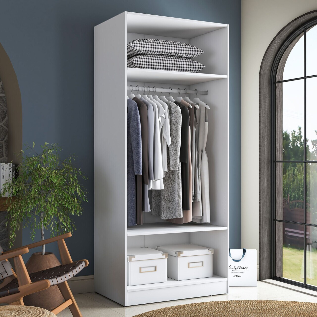 Dulap pentru haine, Hanah Home, BA232, 90x210x57.5 cm, PAL melaminat, Alb - view 6