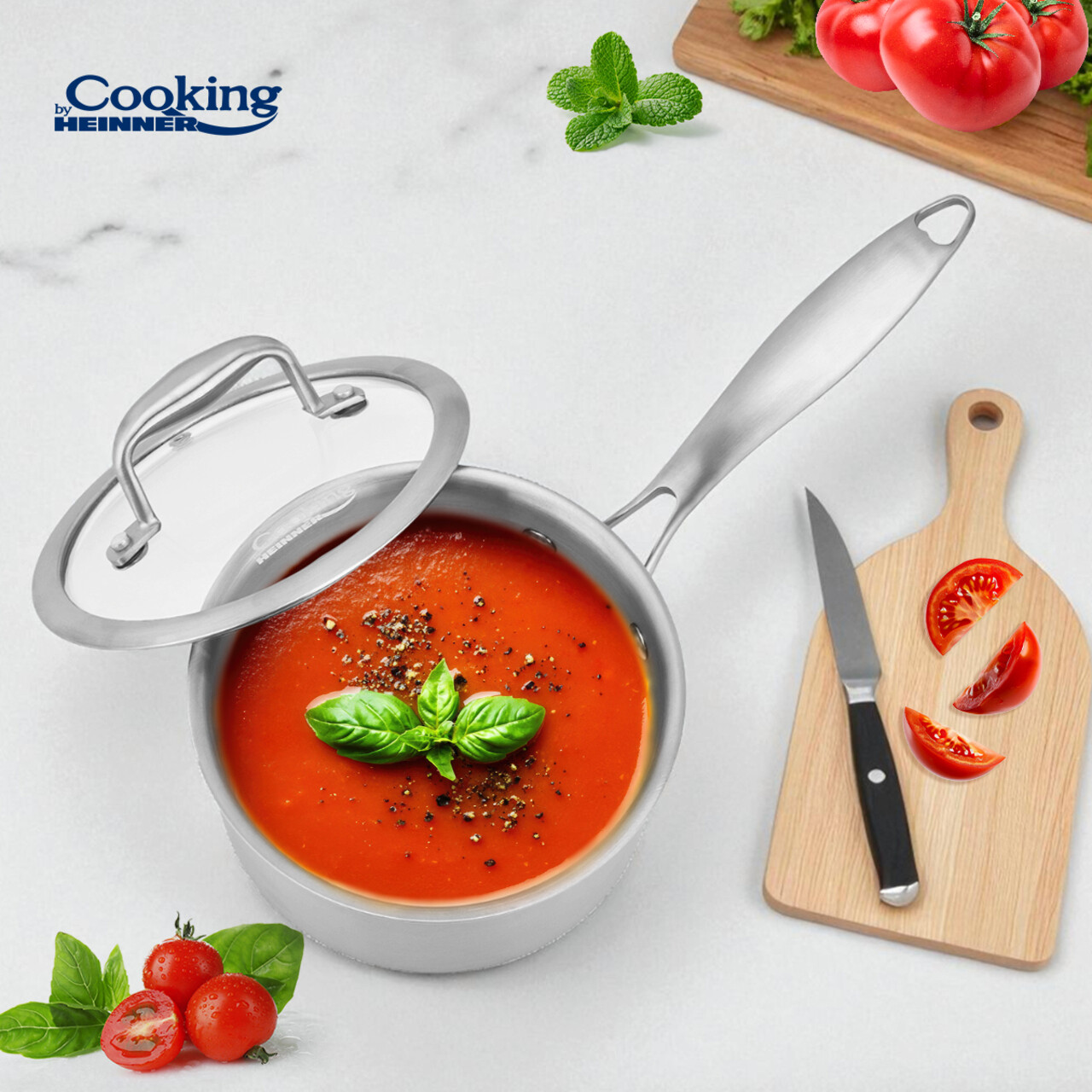 Semioala cu capac Atomic3, Cooking by Heinner, 16x8.5 cm, 1.6 L, inox/sticla, argintiu - imagine 6