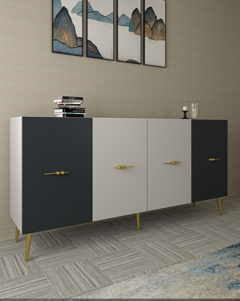 Consola, Olivia, Loop KB150, Alb / Antracit - 1 | YEO