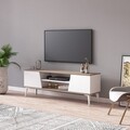 Comoda TV, Minima, Marelli, 150 x 54 x 35 cm, pal melaminat, stejar/alb