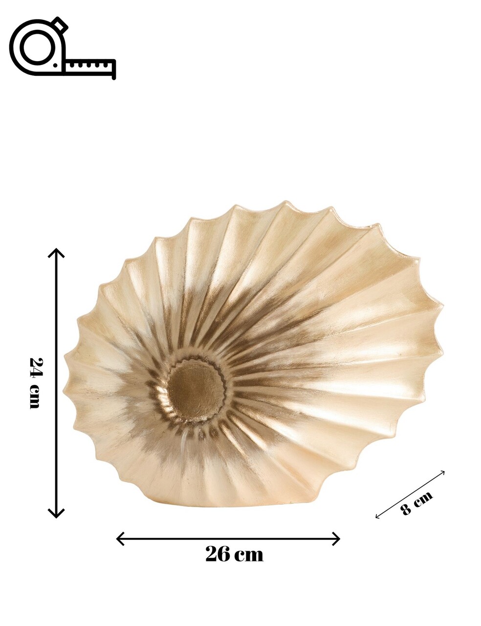Decoratiune, Seashell, 8x24x26 cm, Poliester, Crem