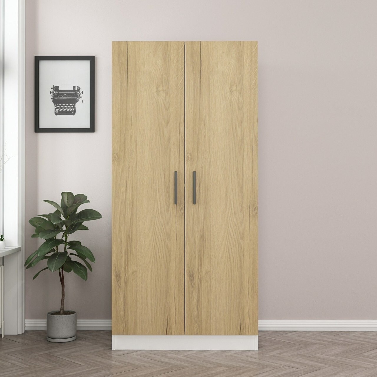 Dulap pentru haine, Minerva, Kale Walnut, 90x210x52 cm, PAL, Maro - 1 | YEO