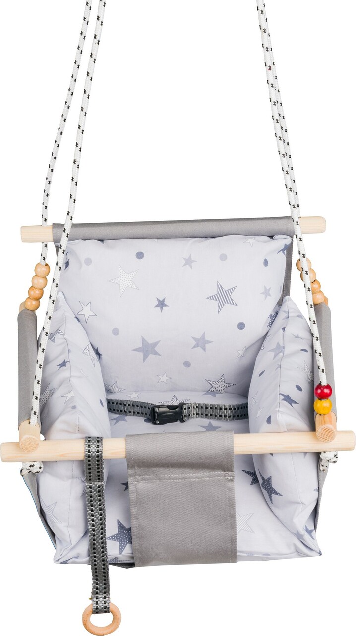 Baby Swing Chair, Wallxpert, Selale, Lemn, Gri - view 2