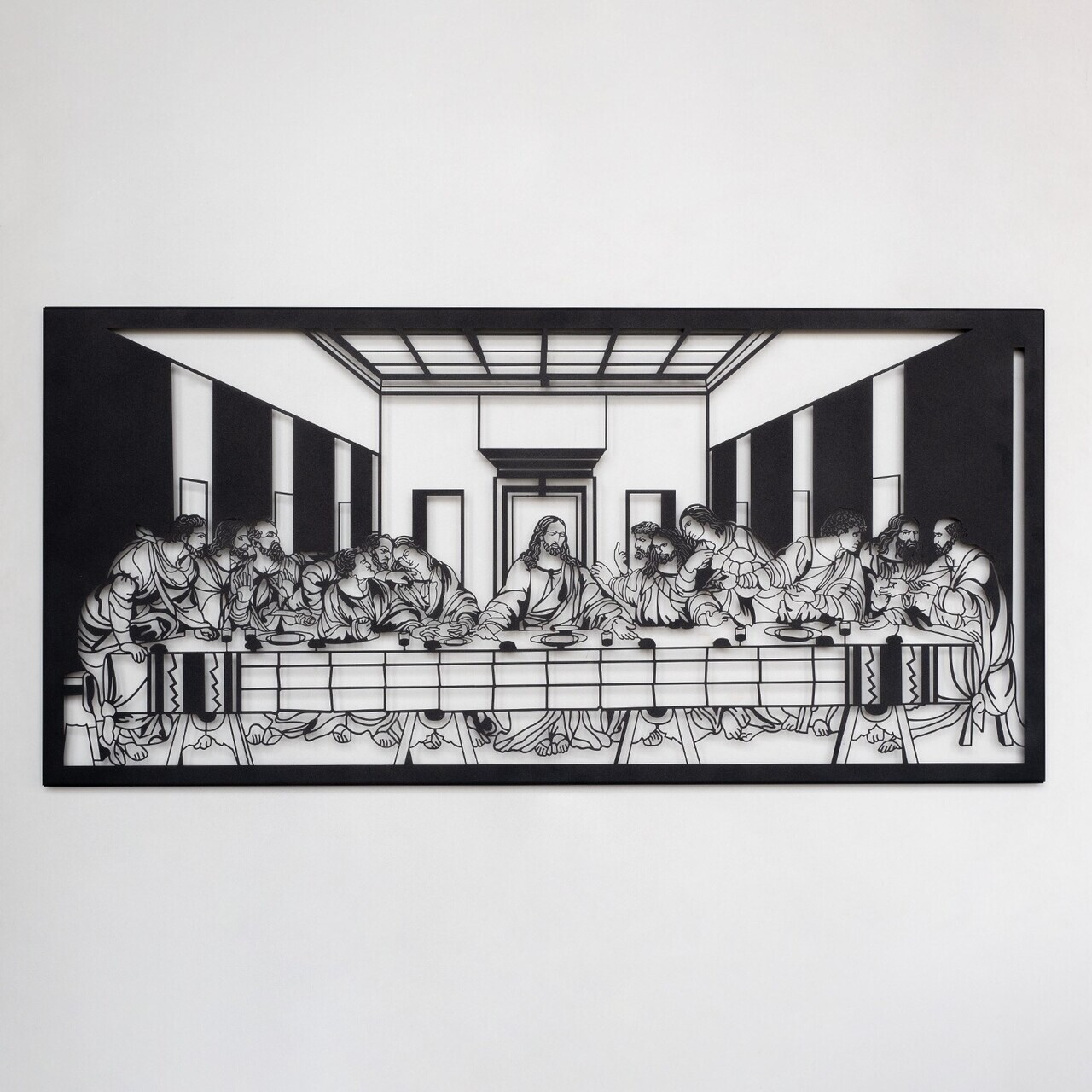 Decoratiune de perete, The Last Supper- APT380, Dimensiuni: 46 x 95 cm, Negru — imaginea 3