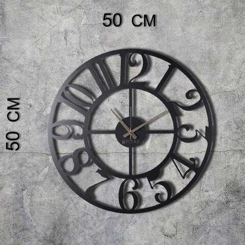 Ceas de perete, Circle, Metal, Dimensiune: 50 x 50 cm, Negru