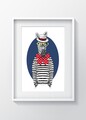 Tablou decorativ Zebra, Oyo Kids, 29x24 cm, lemn/MDF, multicolor
