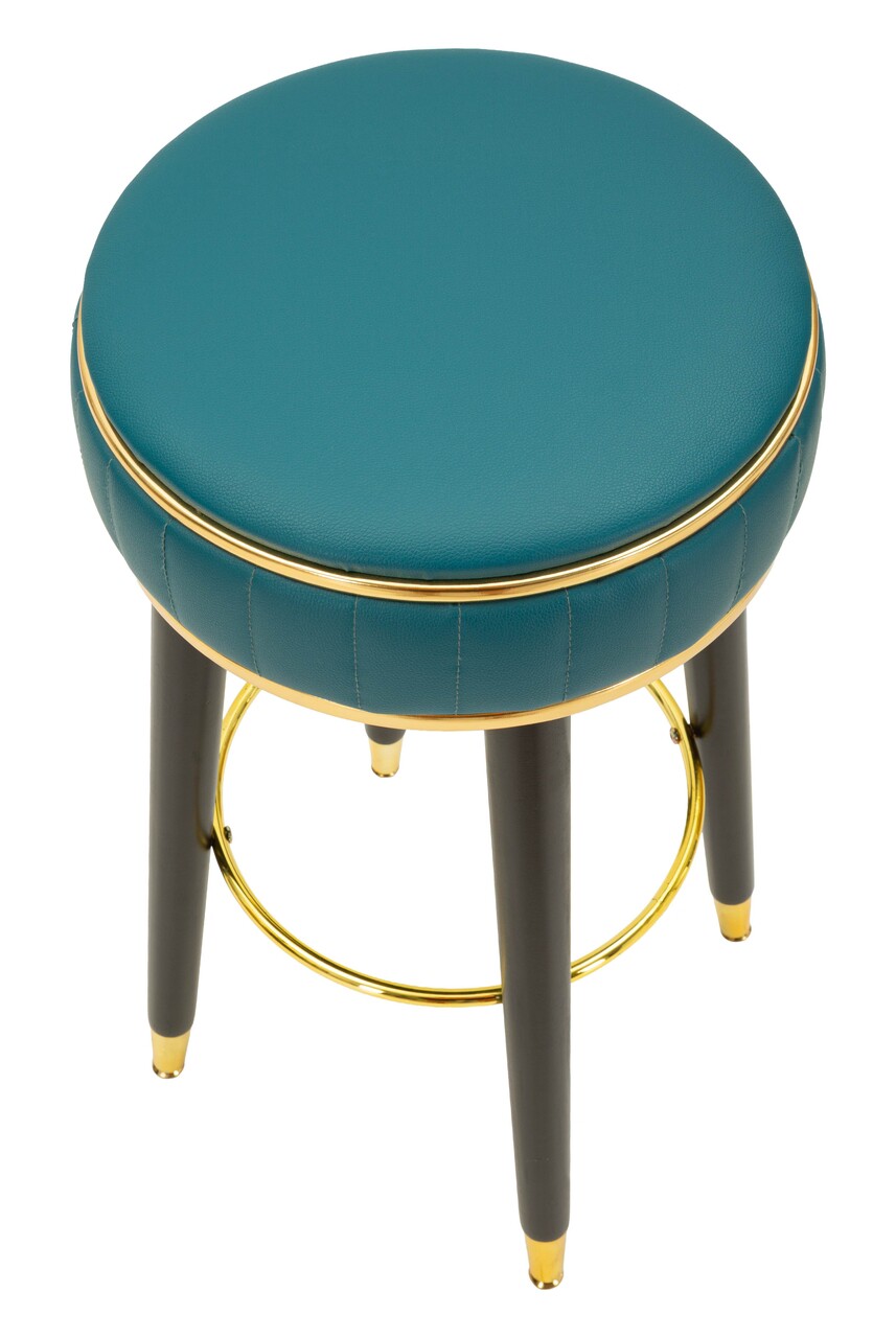 Scaun de bar, Mauro Ferretti, London, 38x75 cm, lemn de pin/piele ecologica, verde/negru/auriu - imagine 4
