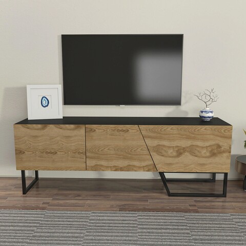 Comoda tv, zena home, parla, 150x50.6x35 cm, pal, negru / stejar