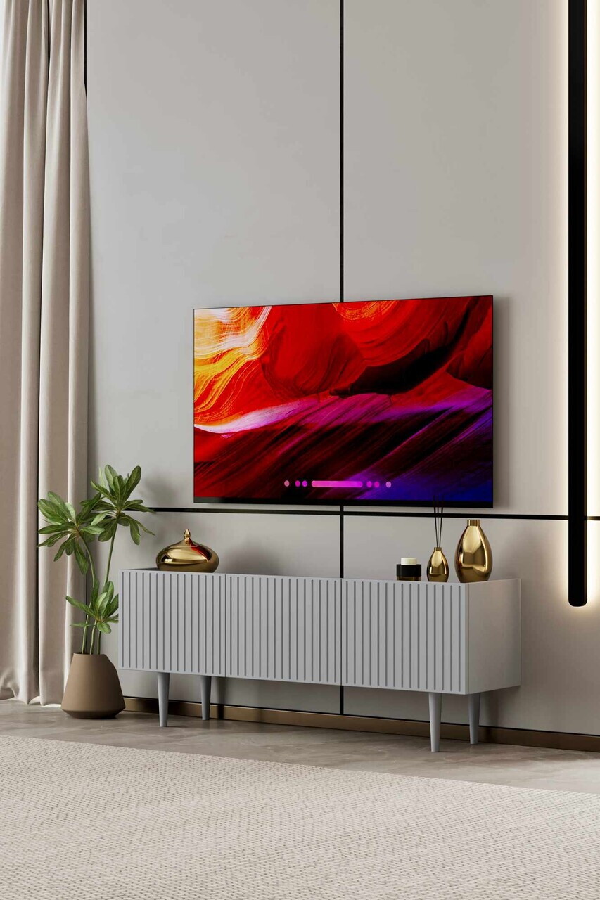 Comoda TV, Hanah Home, Capella 140, 140x50x29 cm, MDF, Gri deschis - view 2