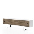 Comoda TV, Minima, Fiona, 180 x 51.2 x 35 cm, pal melaminat, nuc/alb