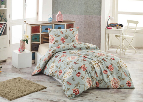 Lenjerie de pat pentru o persoana (fr), 2 piese, sandiego - mint, eponj home, 65% bumbac/35% poliester