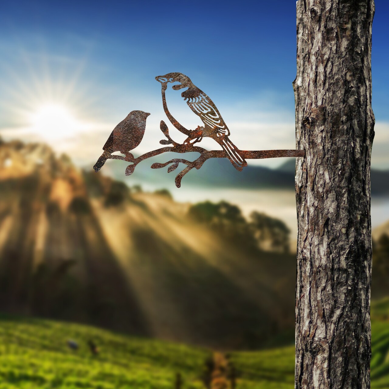 Obiect decorativ de grădină, Bird On The Branch 02, 40x20 cm, Maro - view 3