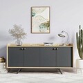 Consola, Mod Design, Piran, 150x75x40 cm, Antracit / Stejar