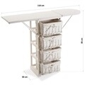 Masa de calcat pliabila cu spatiu de depozitare Versa, cu 4 cosuri, 110x30x85 cm, lemn