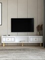 Comoda TV, Hanah Home, Dario Bohem, 150x40.6x29.6 cm, PAL , Alb