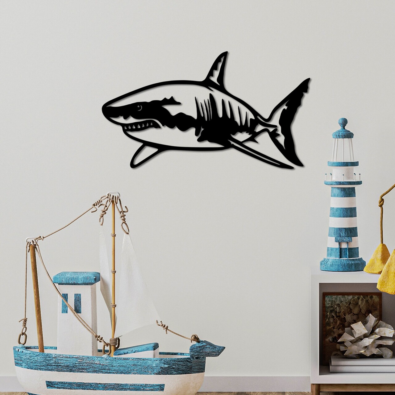 Decoratiune de perete, Shark, Dimensiune: 50 x 28 cm, Negru - view 2