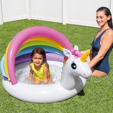 Piscina gonflabila pentru copii Unicorn, 45 L, 127x102x69 cm, polivinil, multicolor 127x102x69