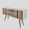 Comoda TV Odense, Kalune Design, 122x35x65 cm, alb/natural