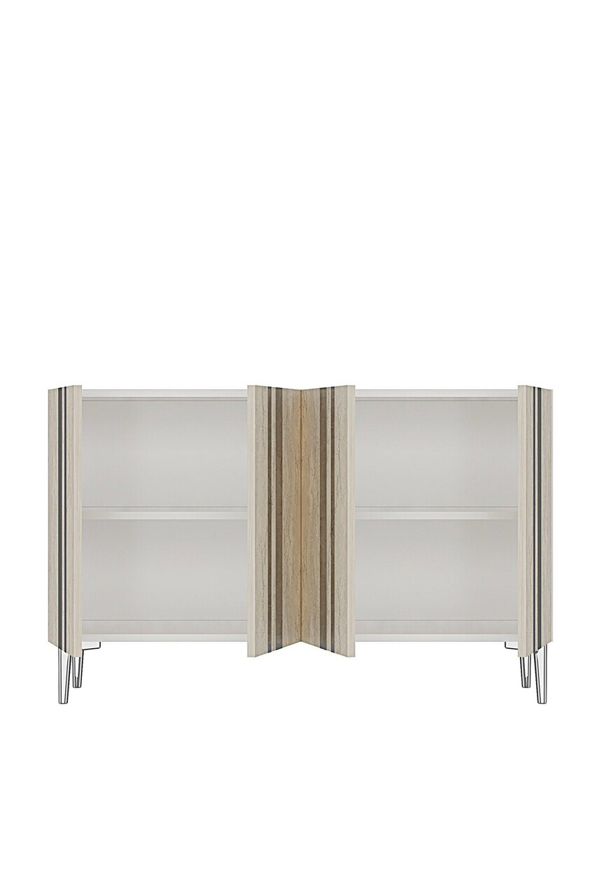 Consola, Hanah Home, Mia 120, 120x75x32 cm, White / Travertine / Silver — imaginea 5