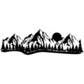 Decoratiune de perete, Mountain, metal, 68 x 21 cm, negru