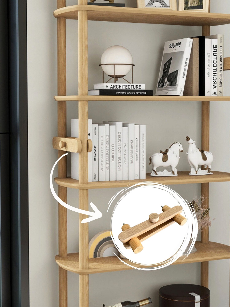 Corp biblioteca, Hanah Home, Rosa 6, 80x174x30 cm, Stejar - view 7