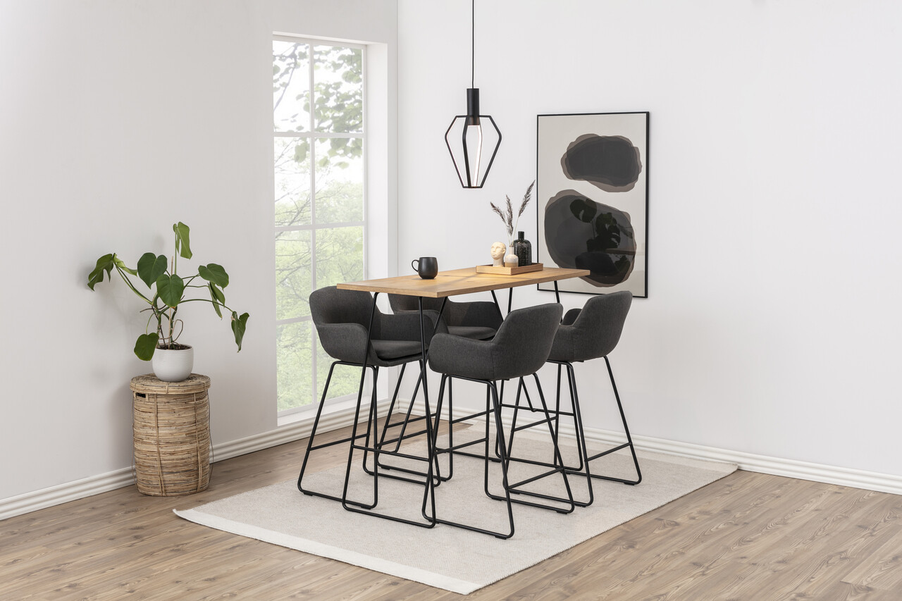 Scaun de bar Lisa, Actona, 52x53x100 cm, poliester/otel, gri inchis - view 6
