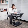 Birou mobil cu suport tastatura, Z-Shaped Vasagle, 60x48x73 cm, PAL/otel, negru
